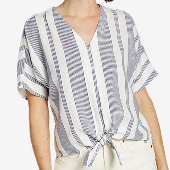 Eddie Bauer Women's Beach Light Linen‎ Tie-Front Top M - Picture 4 of 4